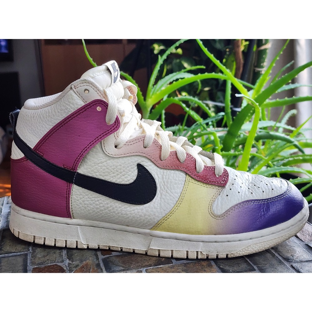 Nike Dunk High Top Pink Purple Yellow Leather Sneakers Womens 10.5 DD1869-108